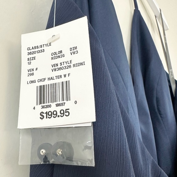 White by Vera Wang Long Chiffon Halter Cascading Bridesmaid Dress in Midnight - Picture 4 of 14